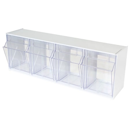 Harloff Four Compartment Medical Tilt Bin, Rail Clip Mount TILTBIN4RC
